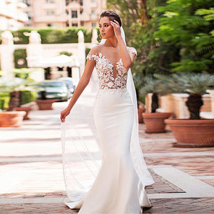 Wedding Bridal Dresses Sleeves 定做婚纱礼服新娘 Cap Mermaid