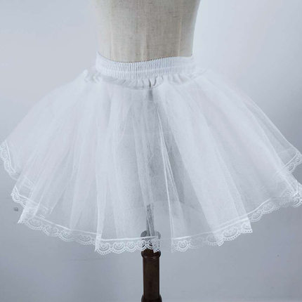 蓬蓬裙撑女童婚纱礼服打底裙撑蕾丝花边无骨短裙Petticoat P057