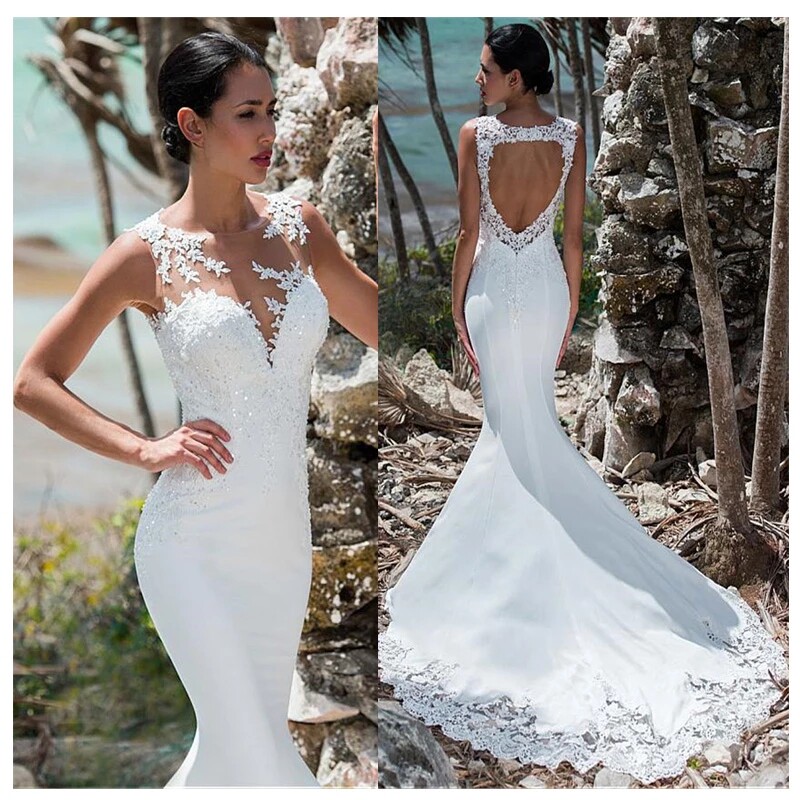 Mermaid Wedding Dress Gown Long Train Bride Dress 婚纱礼服