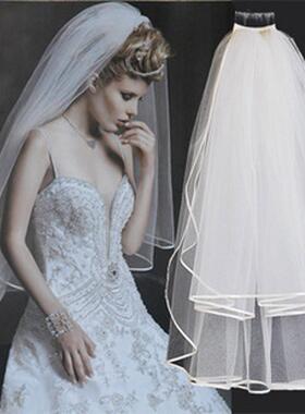 2层带梳子新款新娘头纱韩式结婚纱配件白色简约 Wedding Veil