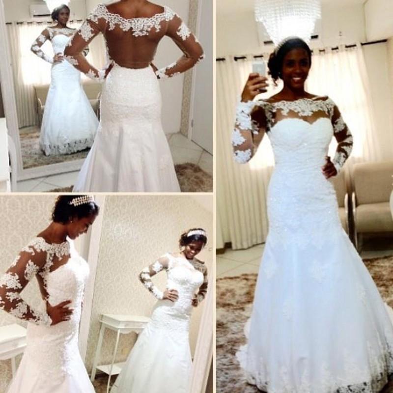 长袖贴身新娘婚纱礼服