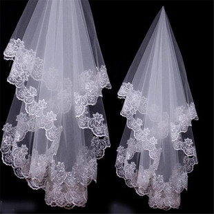 蕾丝花边婚庆新娘 结婚礼服头纱 单层蕾丝密花边Lace Veil T002