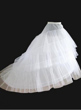 拖尾婚纱裙撑三纱二圈拖尾硬网 Petticoat Crinoline Underskirt
