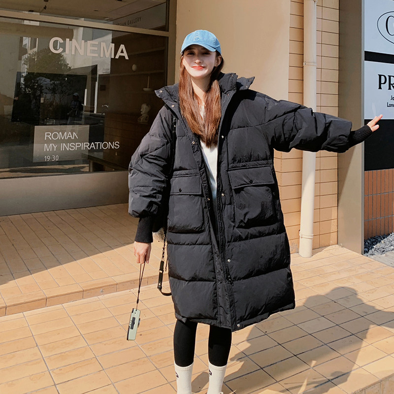 2026新款韩版连帽修身棉服加厚ins女外套过膝宽松加厚外套中长款