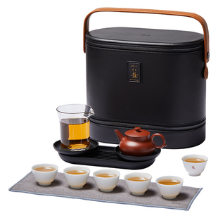 哲品便携式茶具直流嵌盖紫砂壶君德壶陶瓷杯旅行工夫茶具套装商务