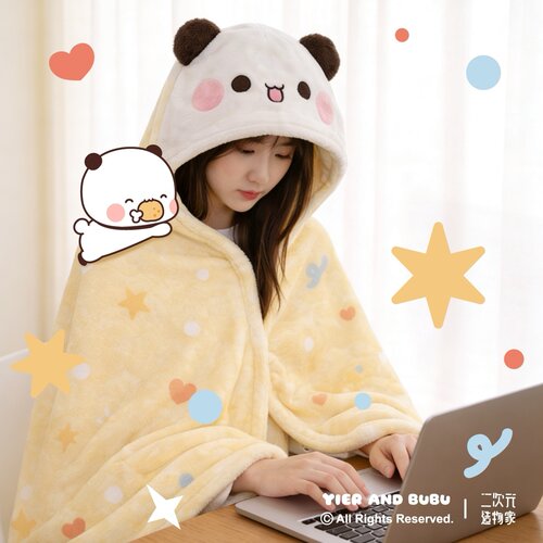 一二布布宅人可爱保暖戴帽披肩