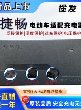 捷畅电动车电瓶适配充电器48V12AH60V20AH72V32AH锂电铅酸小公插