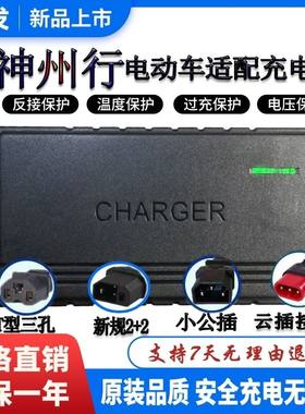 神州行电动车电瓶适配充电器48V12AH60V20AH72V32AH电摩两三圆针