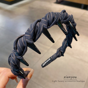 复古布艺长齿发箍女时尚 发饰 条纹气质高级感日常高颅顶头箍新款