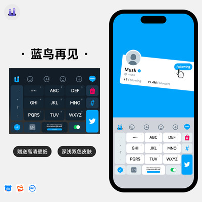 蓝鸟再见｜苹果安卓百度搜狗讯飞输入法皮肤杨奇洞洞原创