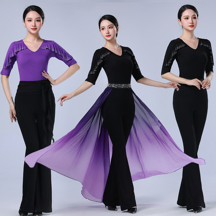 2025新款形体训练服装女高端上衣连体套装导师模特走秀拉丁舞蹈服