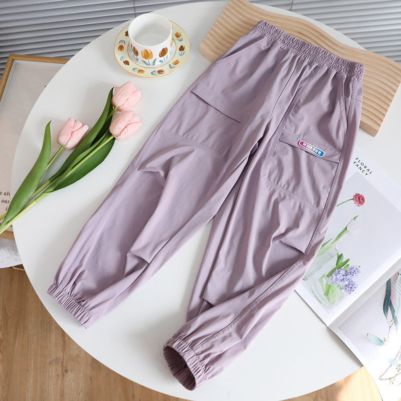 男童工装束脚裤运动2026夏季新款女孩薄款防晒儿童装速干长裤子潮