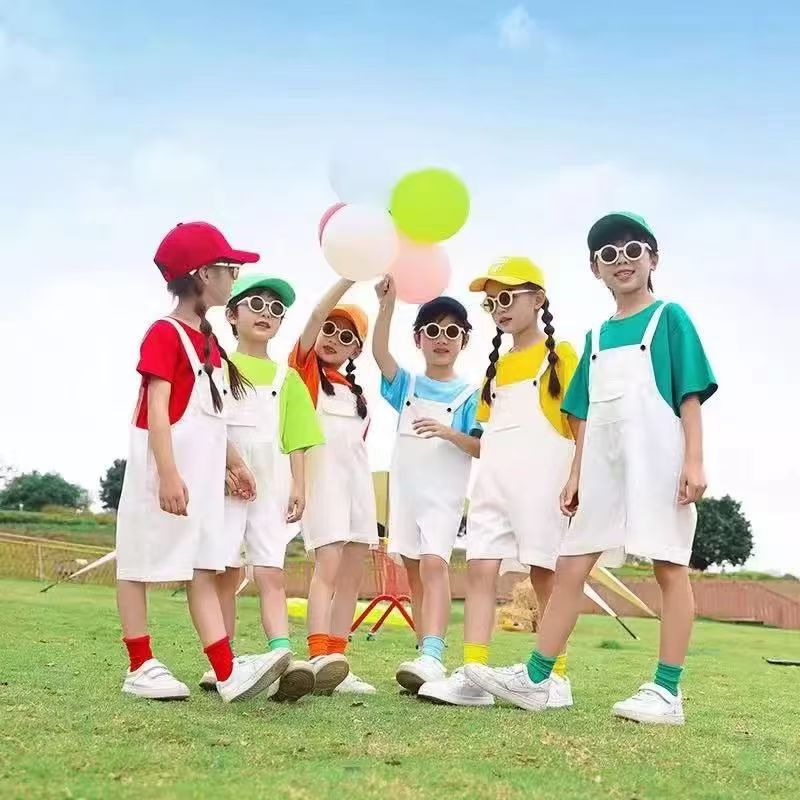儿童糖果色背带裤演出服幼儿园毕