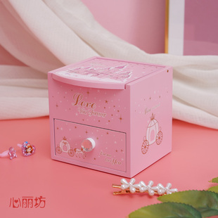 儿童发饰收纳盒小精致公主可爱宝宝木质小女孩女童卡通梳妆盒玩具