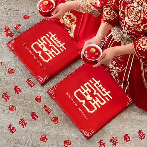 跪垫结婚敬茶一对红色改口