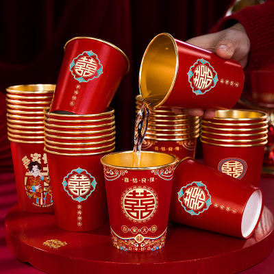 结婚高档加厚一次性金箔纸杯