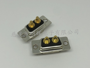 D型混装大电流连接器 2W2直插光孔公头/母头 180度焊板高电流