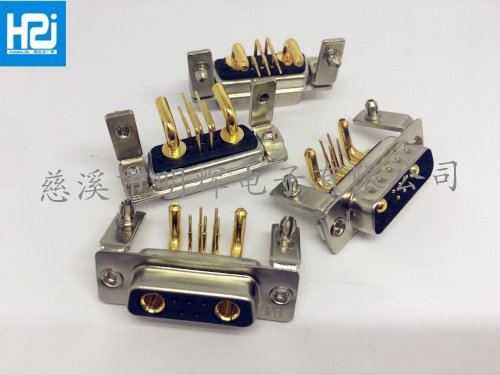 实心铜7W2公头母头90度弯脚焊板 矩形大电流连接器 车针镀金