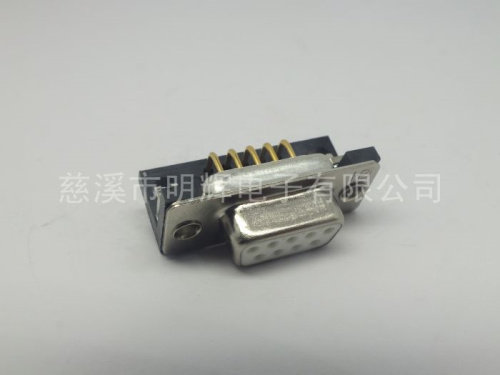 车针镀金系列 DB9弯脚90度焊板母头 DR9孔式插座 9芯串口连接器