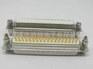 HRJ车针DB37母头直插焊板 DP37两排孔式串口座 37芯镀金连接器