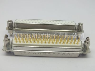 HRJ车针DB37母头直插焊板 DP37两排孔式串口座 37芯镀金连接器