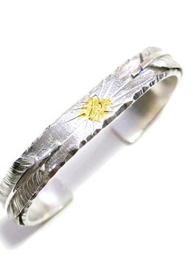 znative原firstarrows雕金师品牌陨石坑面双羽错金飞鹰手镯