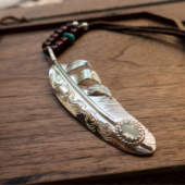 znative原firstarrows雕金师匠人手作唐草欧帕羽毛吊坠XL