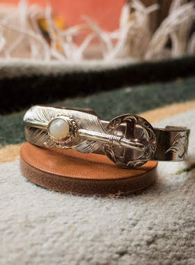 znative原first arrows雕金师欧帕十字轮羽毛唐草手镯银