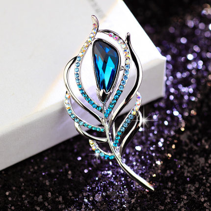 凤翎舞 韩国名媛气质水晶富贵百搭胸针女胸花别针韩版大衣配饰品