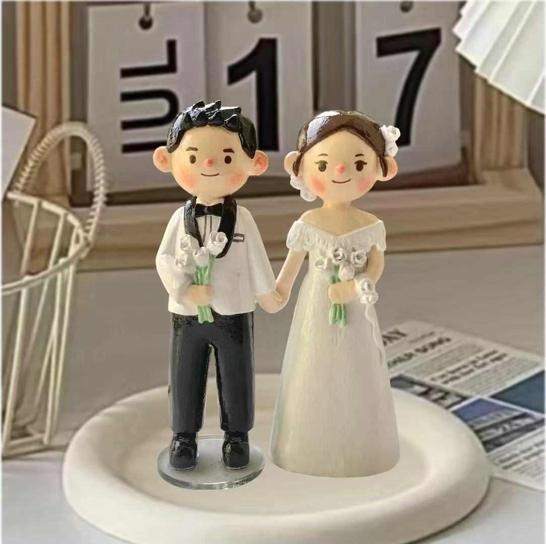 石塑粘土软陶人偶摆台真人q版定制情侣闺蜜结婚礼物毕业生日摆件