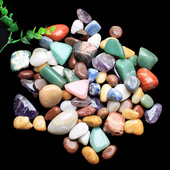 如鸿天然水晶碎石大颗粒鱼缸装 饰小摆件雨花石彩色玛瑙原石小石头