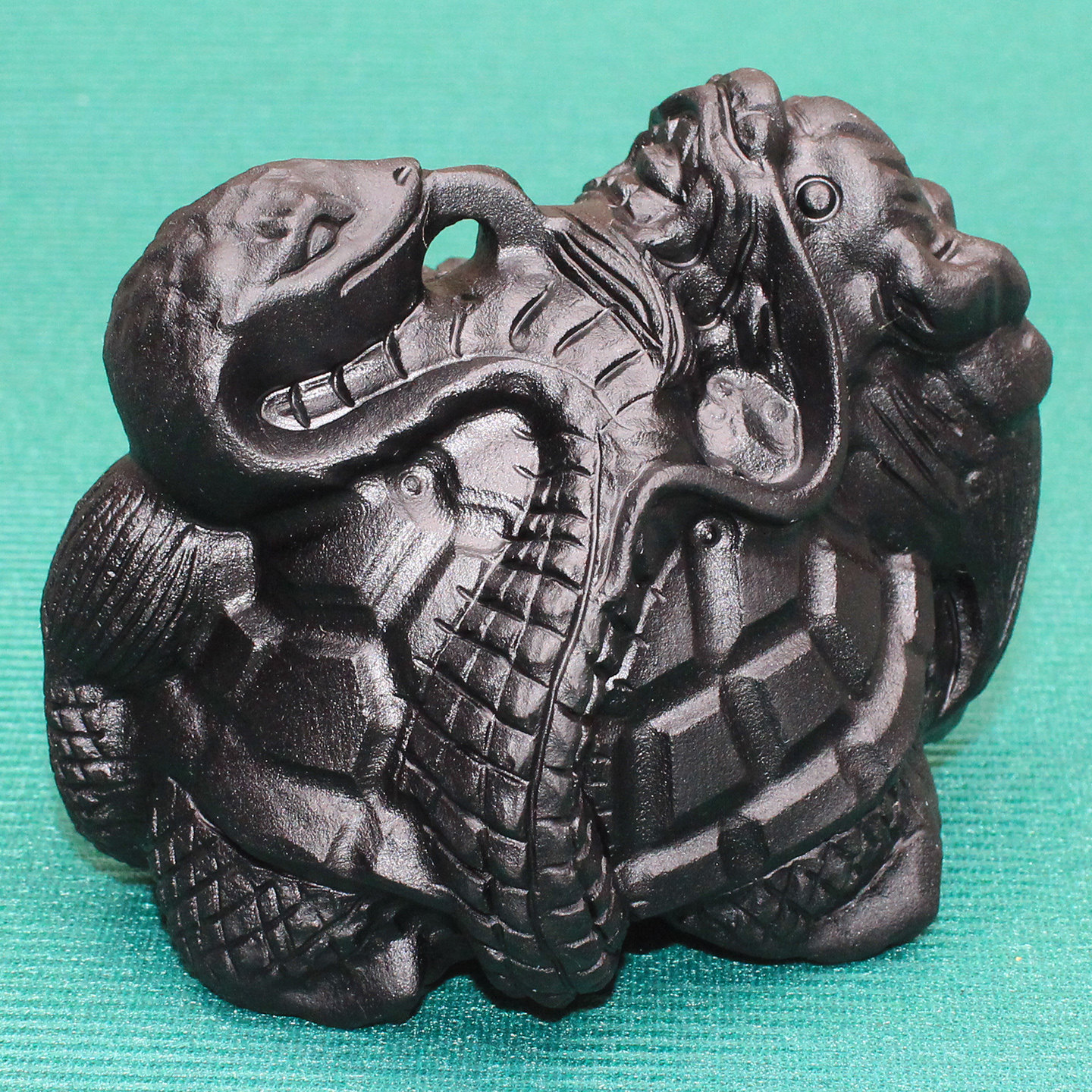 如鸿天然黑曜石原石摆件大号玄武家居风水玄关办公桌饰物雕刻件