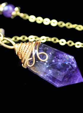 天然水晶灵摆吊坠双尖12面多面体