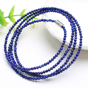 如鸿天然水晶手链蓝色青金石手串多圈女士细小项链礼物