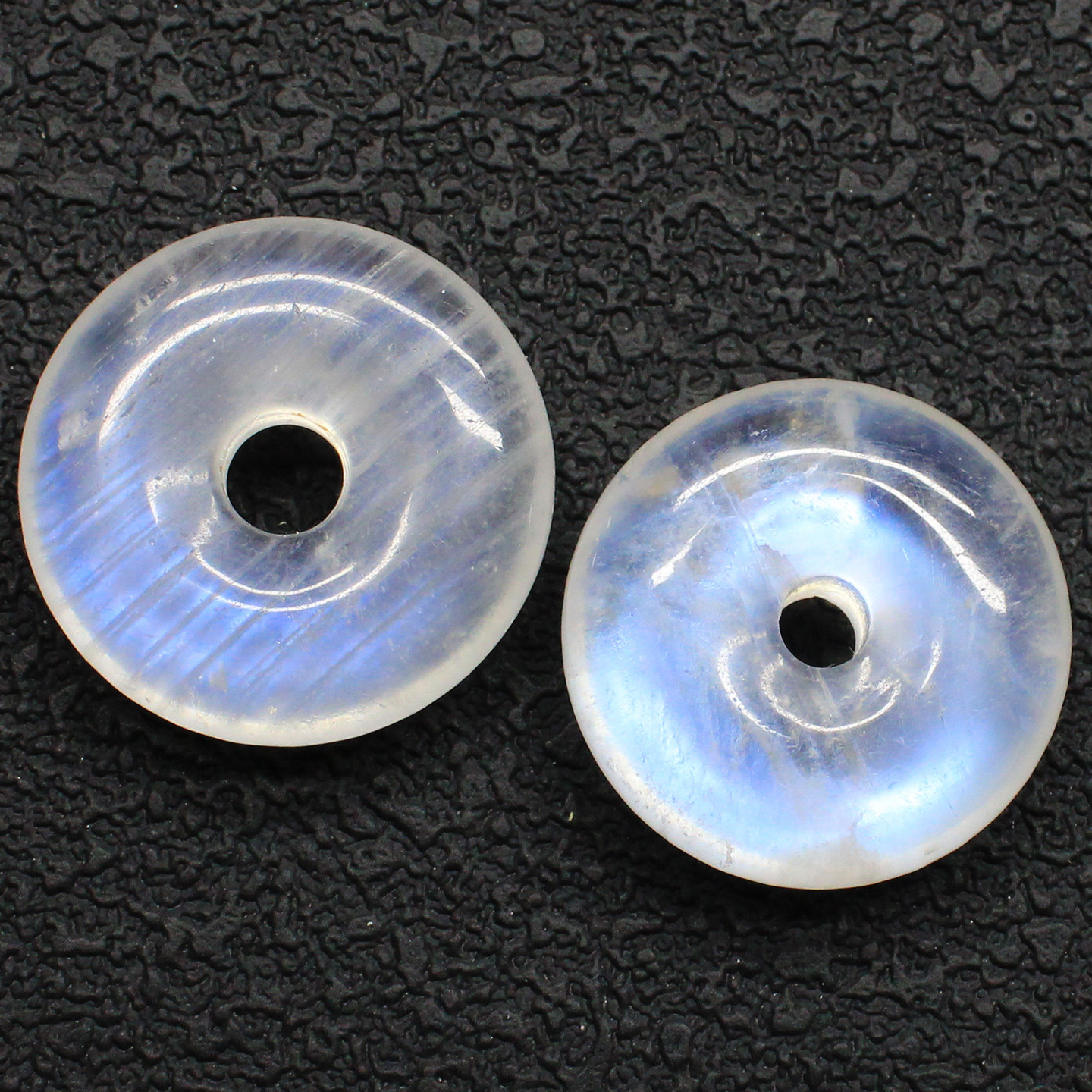 如鸿天然蓝月光石原石摆件水晶平安扣同心圆石头本命年吉祥物