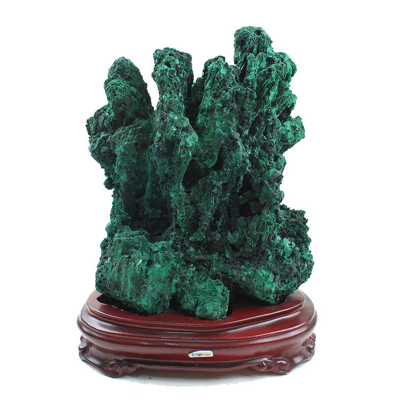 如鸿一物一图天然水晶原石绿色孔雀石矿石摆件大号矿物晶体奇石