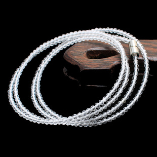 如鸿天然白水晶手链超细女士手串多圈多面体项链