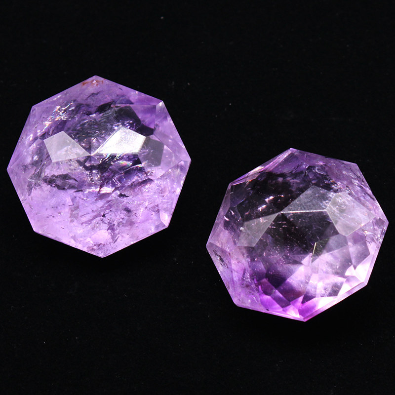 如鸿天然紫水晶原石把玩件56面钻石双面矿石标本大号饰品生日礼物