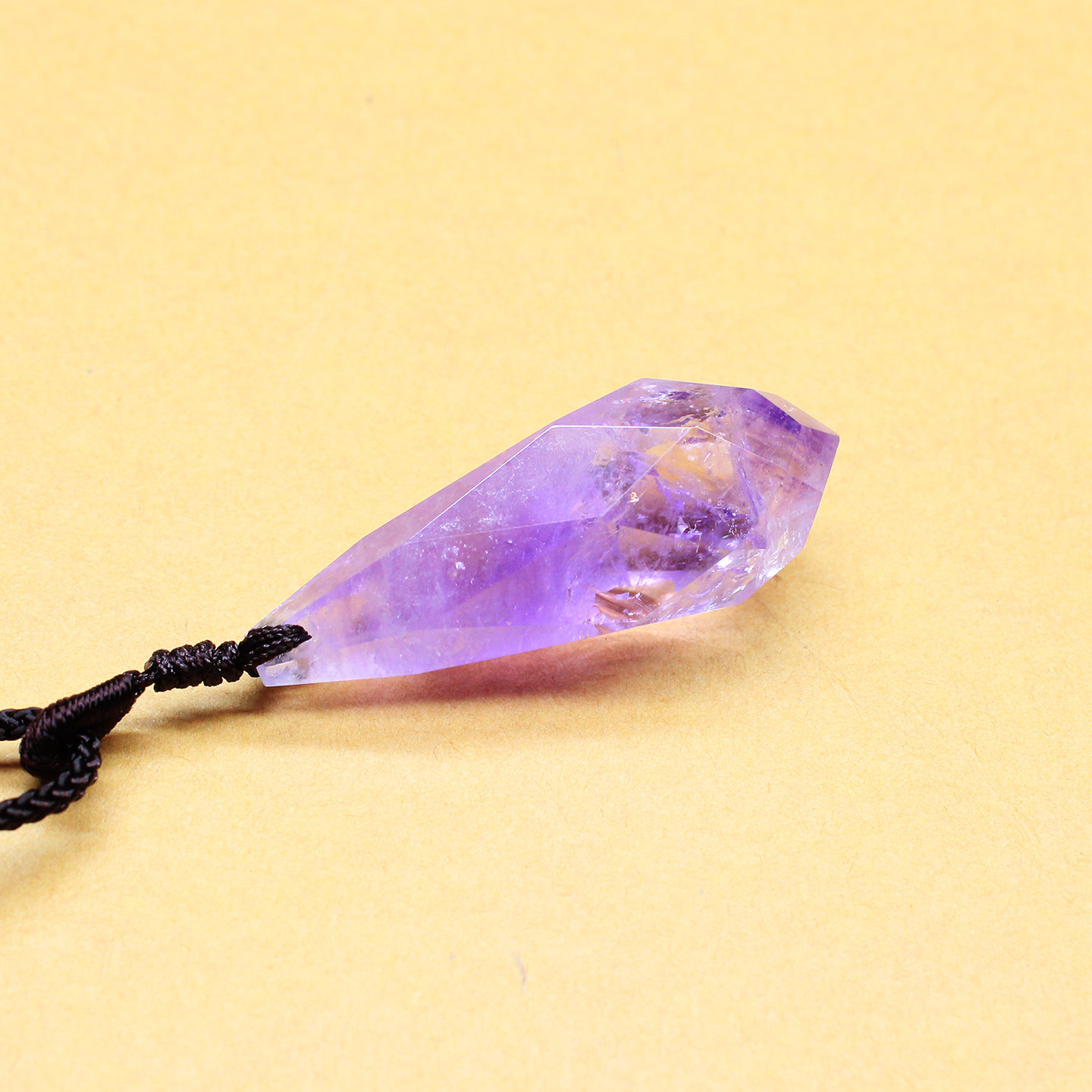 如鸿天然水晶原石吊坠紫水晶水滴多面体灵摆挂件男女情侣项链饰品