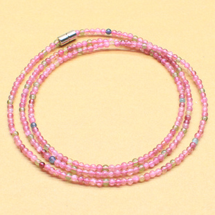 如鸿天然红碧玺手链红色水晶手串多圈超细女士绕腕饰品礼物