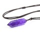 如鸿天然紫水晶吊坠水晶柱挂件灵摆项链六棱柱原石男女礼品