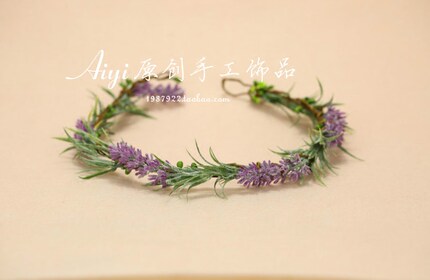 经典森系手工薰衣草头环仿真花新娘花环影楼拍照摄影道具婚纱配饰