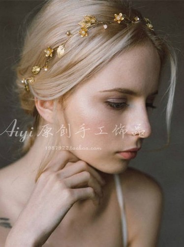 出口罗马复古风立体花伴娘水钻