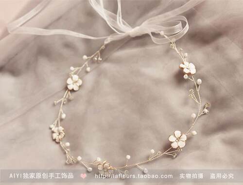清新搪瓷小花发饰婚纱套装