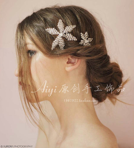 星星欧美风手工编织浪漫边夹发饰