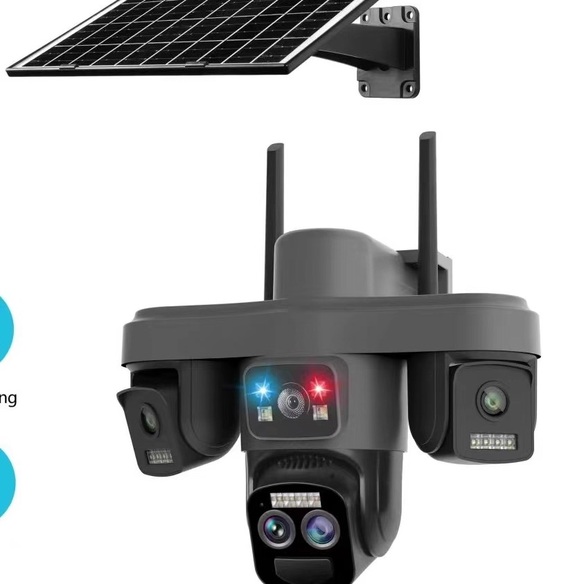 new小鹰看看okam太阳能三镜头变焦款无线户外网络摄像头4G camera
