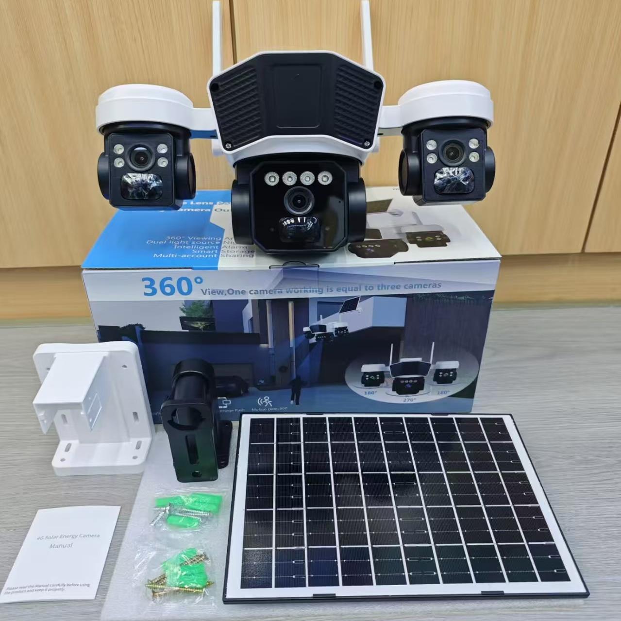 new三镜头小鹰看看okam太阳能无线户外网络摄像头4G camera