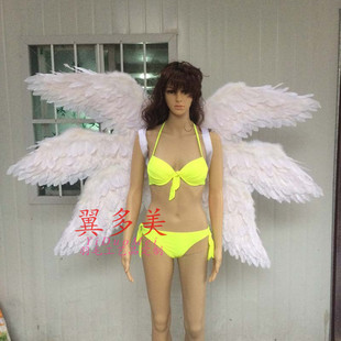 六翼天使翅膀 车展羽毛翅膀拍摄样片 维秘白色天使翅膀道具成人款