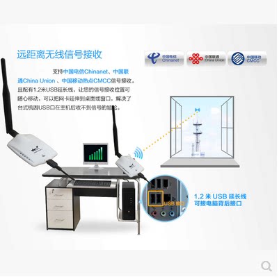 台式机笔记本usb无线网卡 500米距离大功率 wifi增强接收器放大器