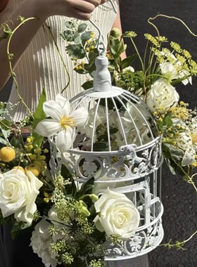 欧式铁艺装饰鸟笼婚庆摆件生日摆件橱窗摆件婚礼摄影道具